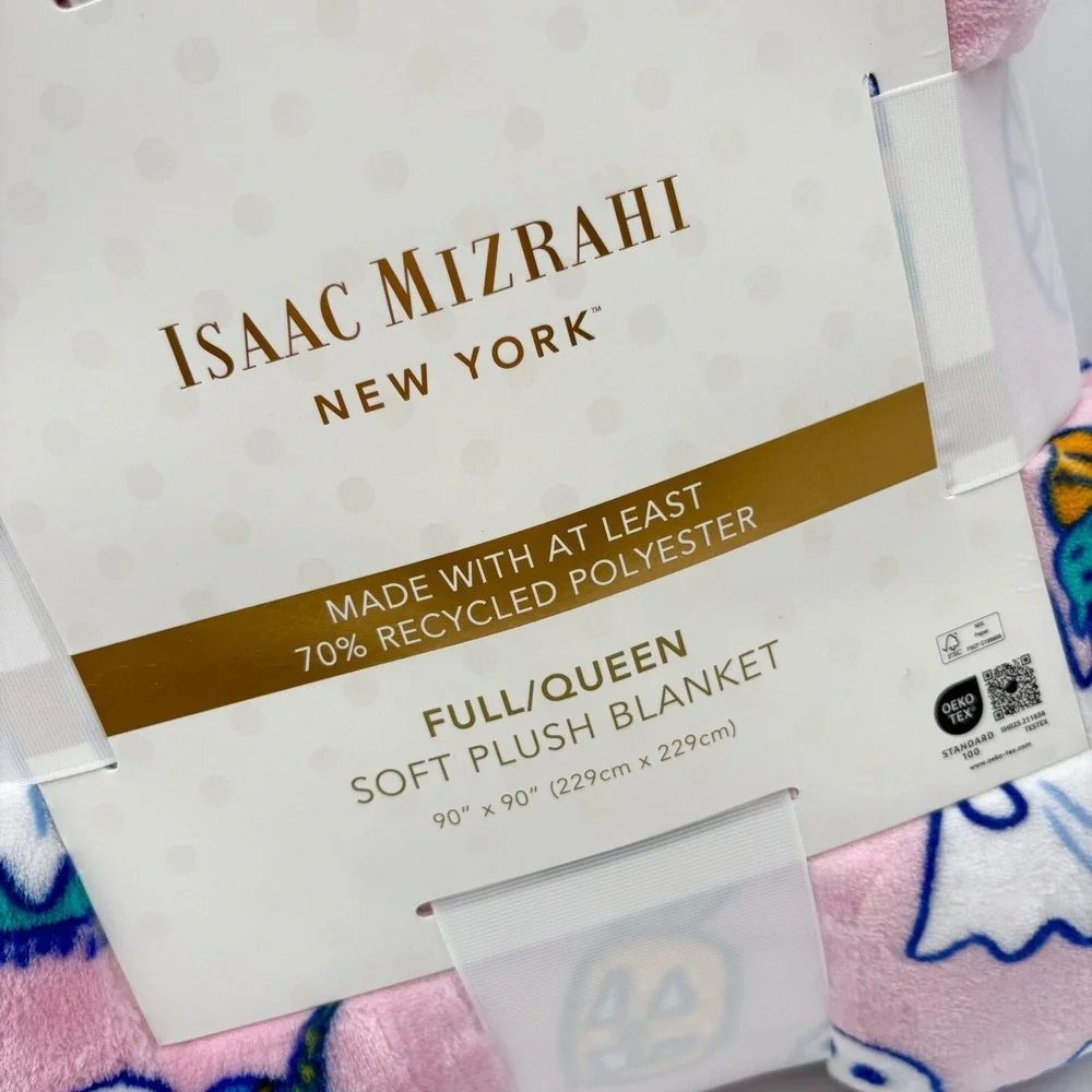 Isaac‎ Mizrahi Halloween SUMMERWEEN Blanket Ghosts Pink Plush Soft Full/Queen